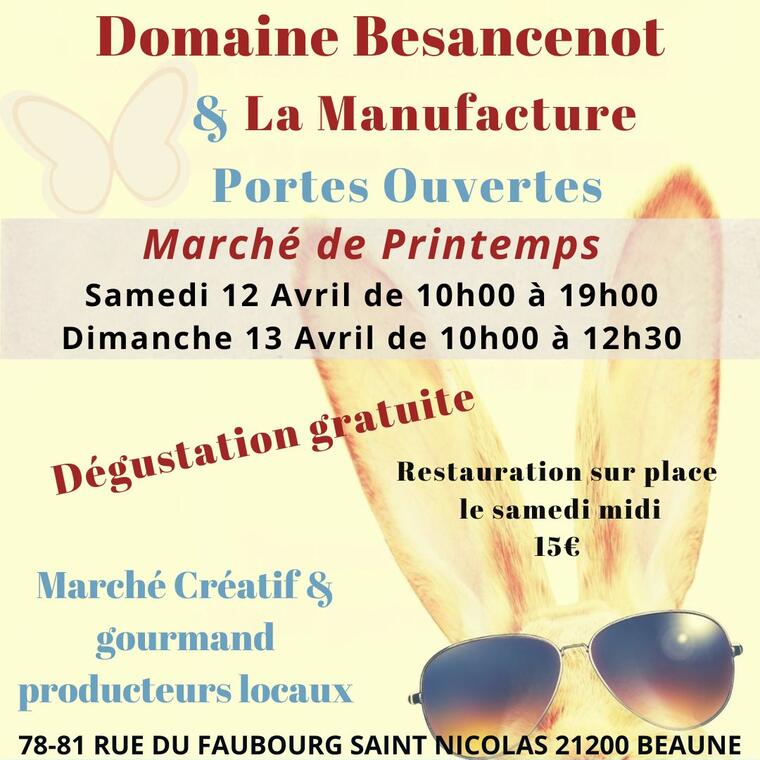 Marché de Printemps Samedi 12 Avril de 10h00 à 19h00 Dimanche 13 Avril de 10h00 à 12h30 - 1