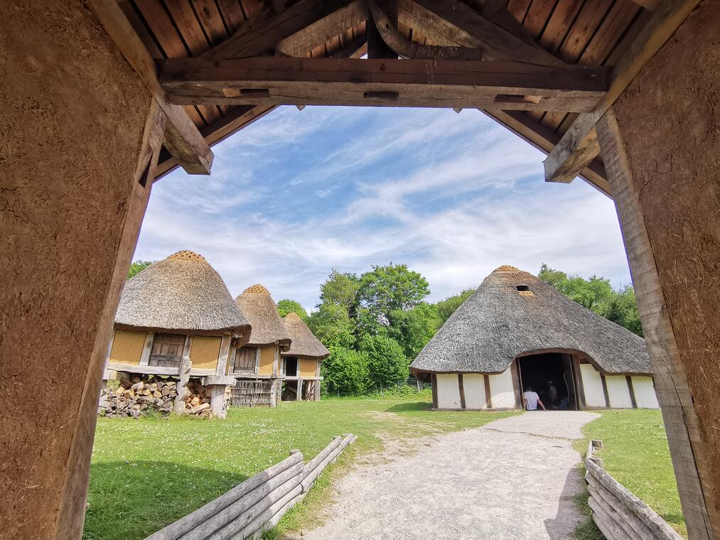 Reconstitutions d'habitats : ferme gauloise.