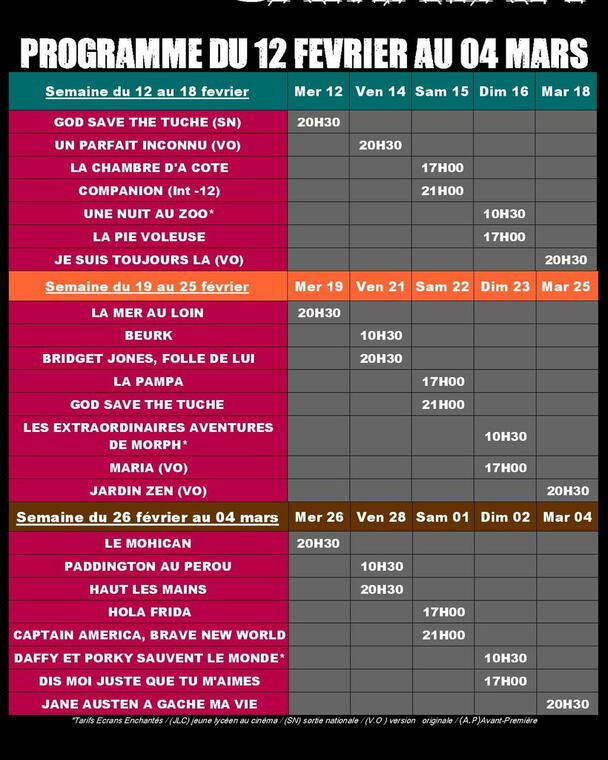 Programme cinéma