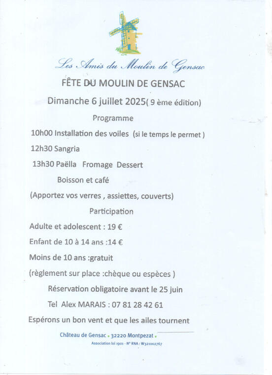 Affiche fête du moulin