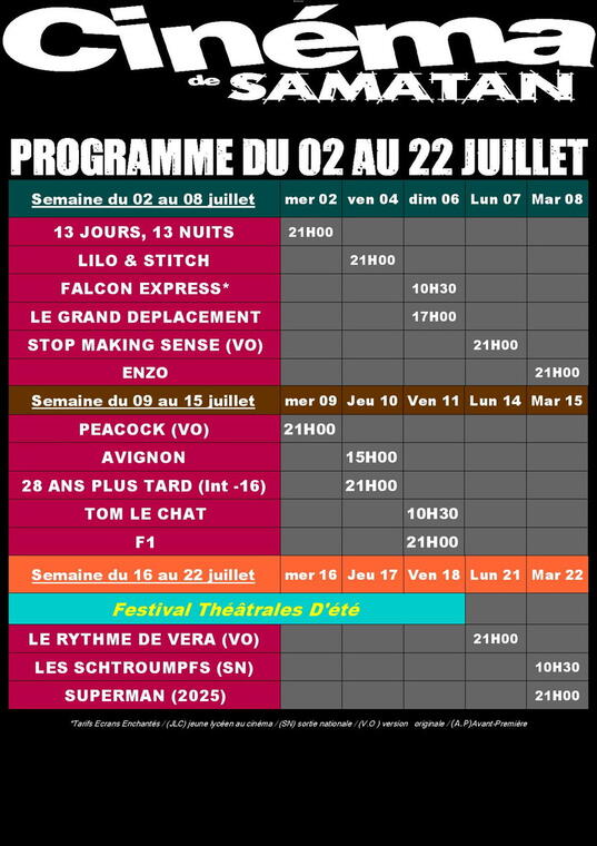 Programme cinéma