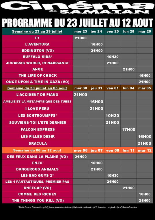 Programme cinéma