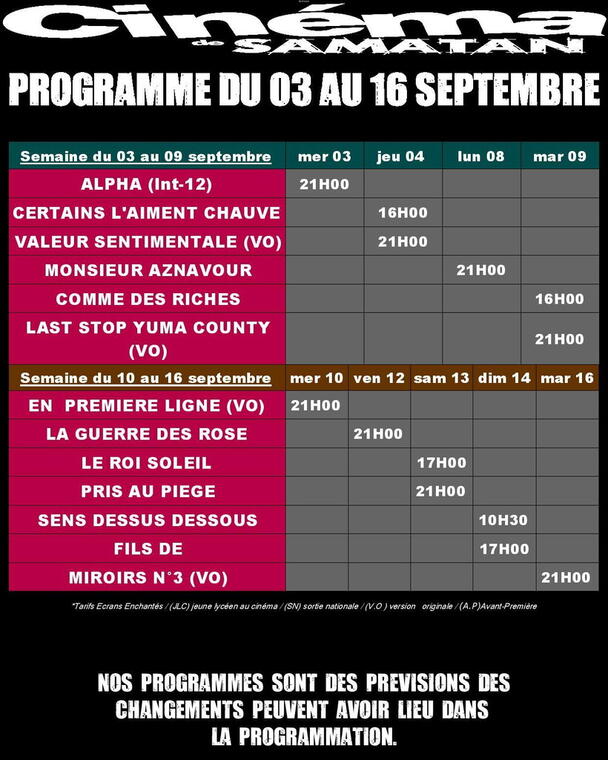 Programme cinéma Samatan