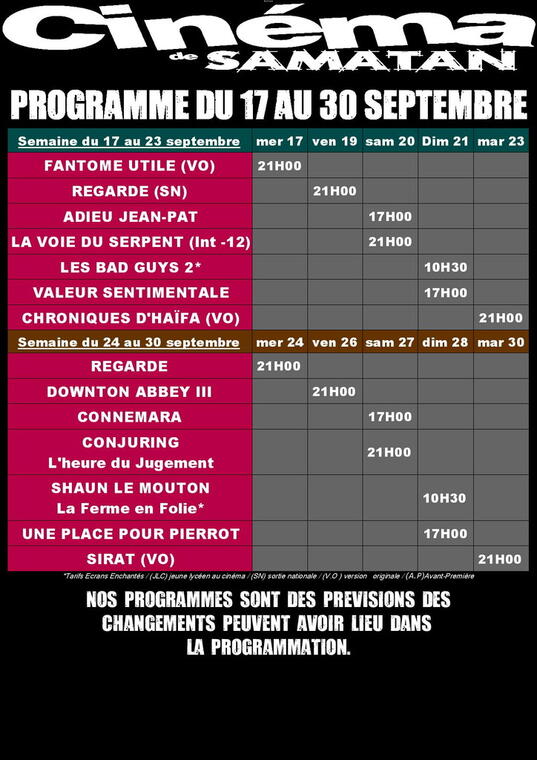 Programme cinéma