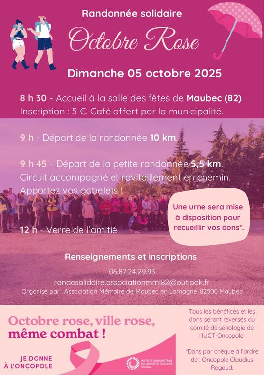 Randonnée solidaire Octobre Rose_Maubec