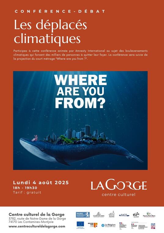 Conférence « Les déplacés climatiques » présentée par Amnesty International au Centre Culturel de la Gorge_Les Contamines-Montjoie
