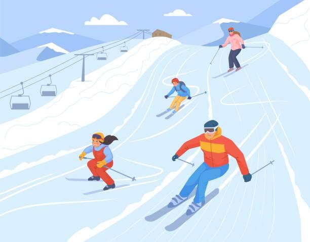 Skiing Stock Illustration