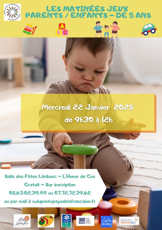 Matinée jeux parents/enfants de moins de 3 ans_L'Honor-de-Cos