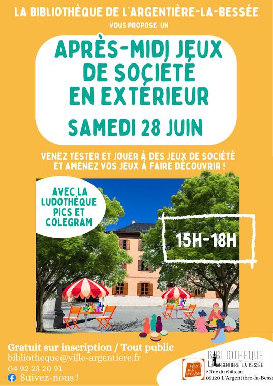 Après-midi jeux de société en extérieur à la bibliothèque !_L'Argentière-la-Bessée
