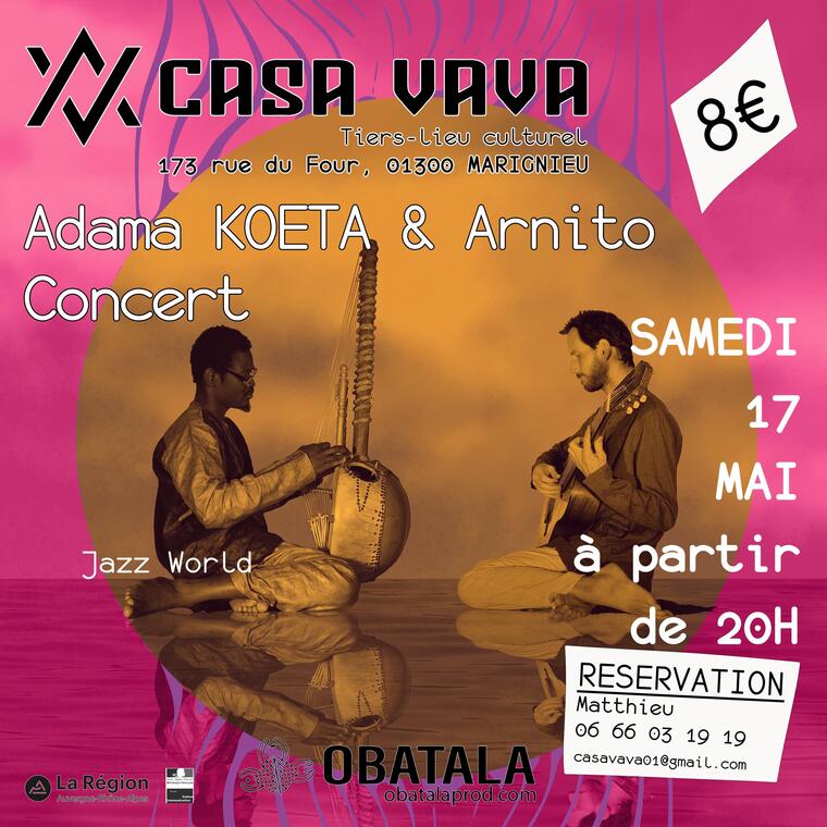 Concert de Jazz World avec Adama Koeta et Arnito  à Casa Vava