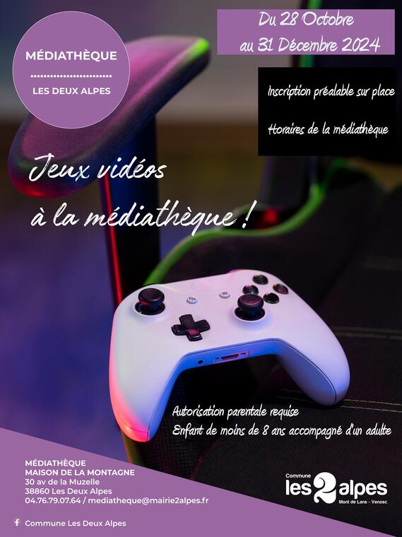 Affiche - Jeux video - Médiathèque octobre 2024