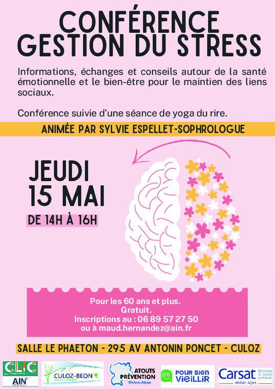 Conférence sur la gestion du stress et séance yoga du rire pour les séniors_Culoz-Béon