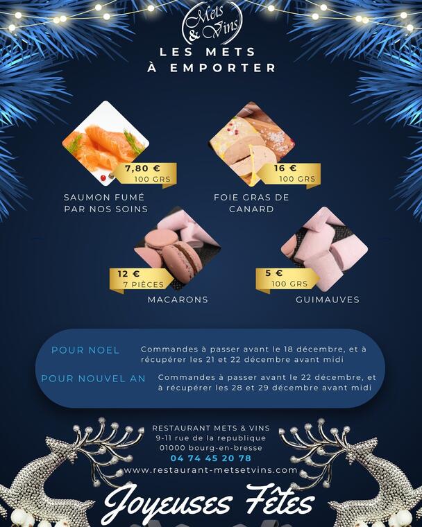 Mets et Vins : Menus de fêtes à emporter_Bourg-en-Bresse