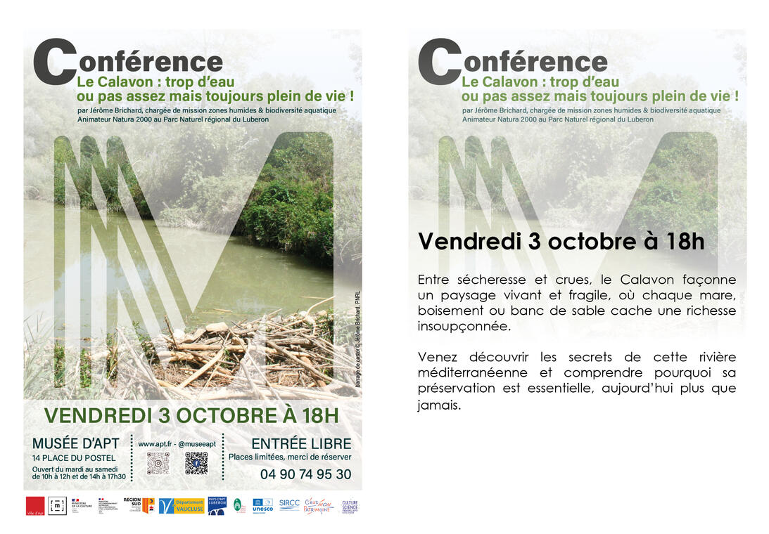 Conférence "Le Calavon : trop d'eau ou pas assez mais toujours plein de vie!"_Apt