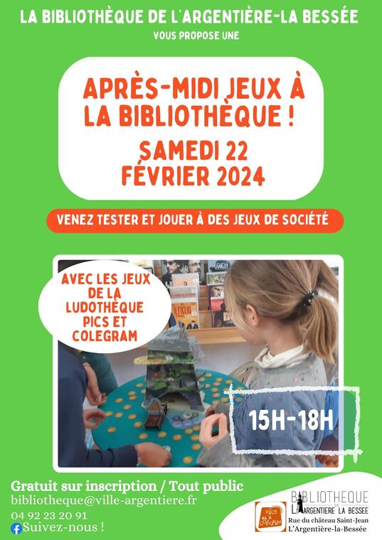 Après-midi jeux à la bibliothèque !_L'Argentière-la-Bessée