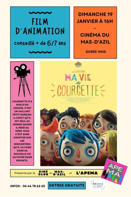 Cinéma famille : Ma vie de courgette_Le Mas-d'Azil