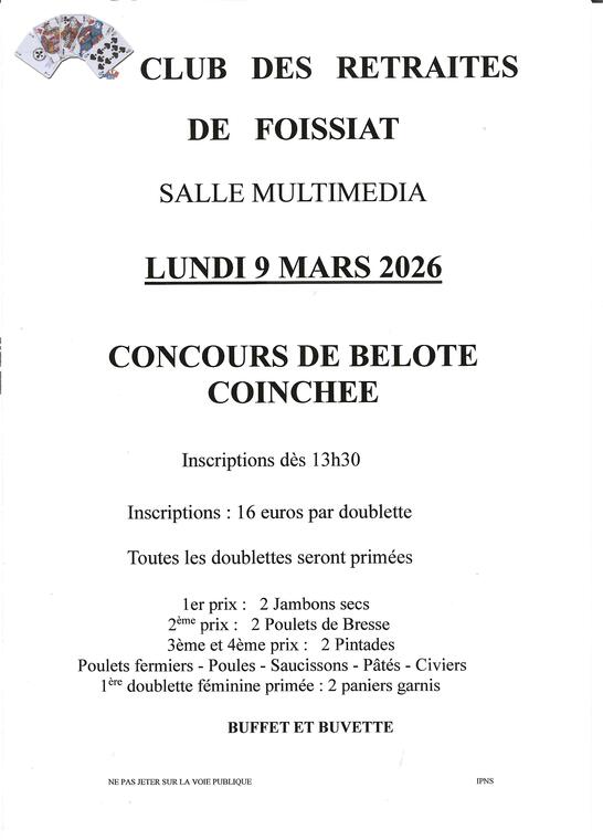 Concours de coinche du 09032026