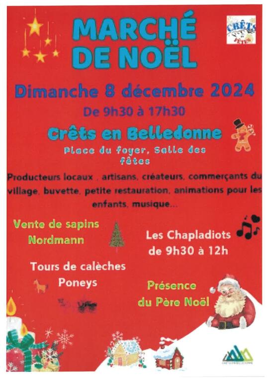 Marché de Noël dimanche 08 décembre 2024 - Crêts en Belledonne