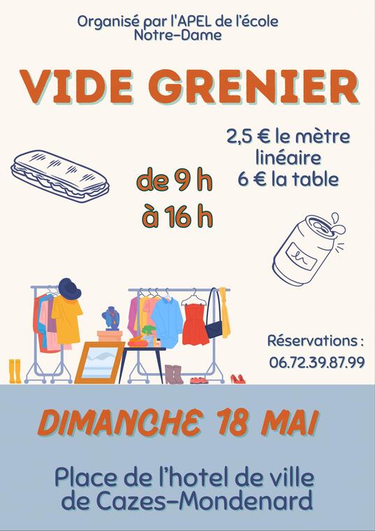 Vide-greniers de l'APE de l'école Notre Dame_Cazes-Mondenard