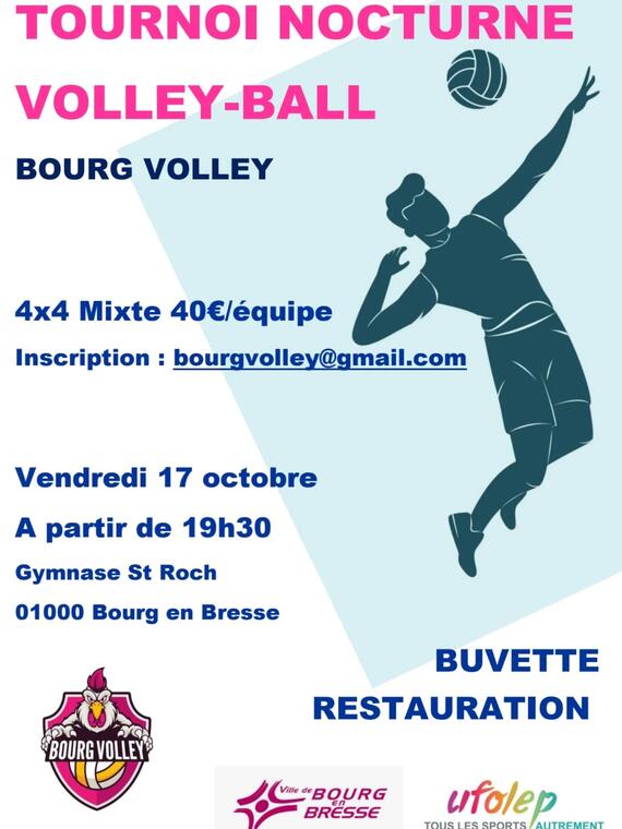 Affiche_Tournoi nocturne Volley-Ball_Bourg-en-Bresse