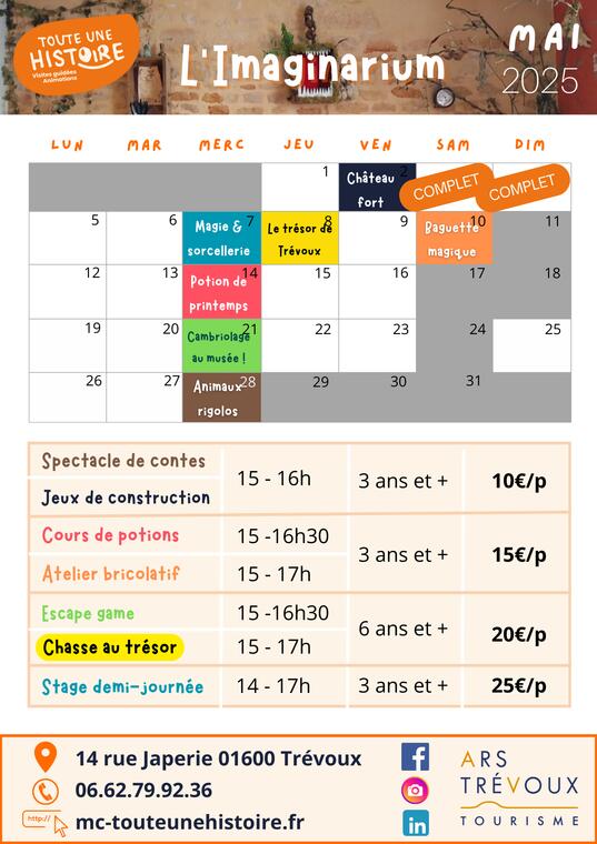 Animations l'Imaginarium en mai_Trévoux