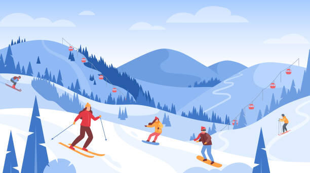 Skiing Stock Illustrations