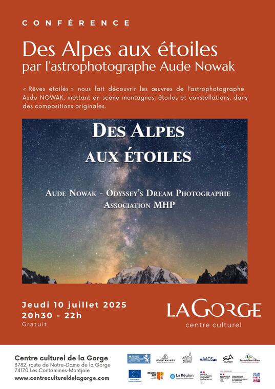 Conférence “Rêves étoilés“ par l'astrophotographe Aude Nowak au Centre Culturel de la Gorge_Les Contamines-Montjoie