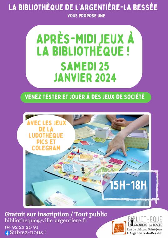 Après-midi jeux de société à la bibliothèque !_L'Argentière-la-Bessée