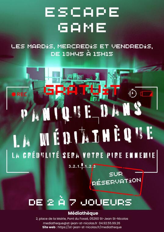 Escape Game "Panique dans la médiahtèque"_Saint-Jean-Saint-Nicolas