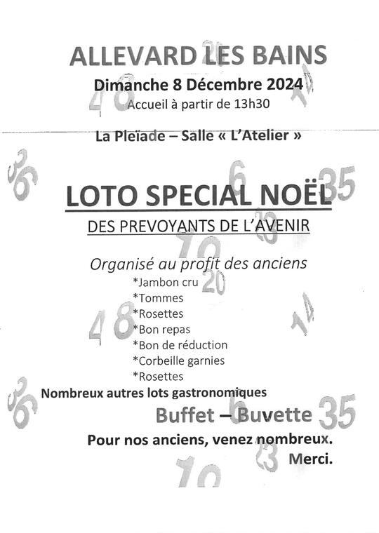 Loto de Noël - La Pléiade - Dimanche 08 décembre 2024 -Allevard