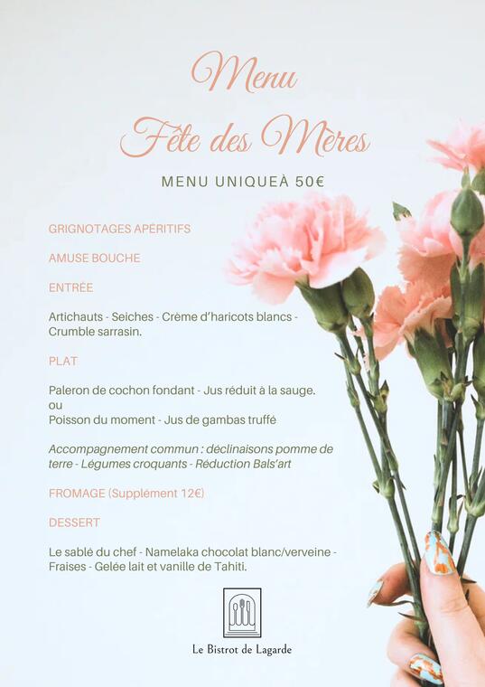 Menu Fête des Mères