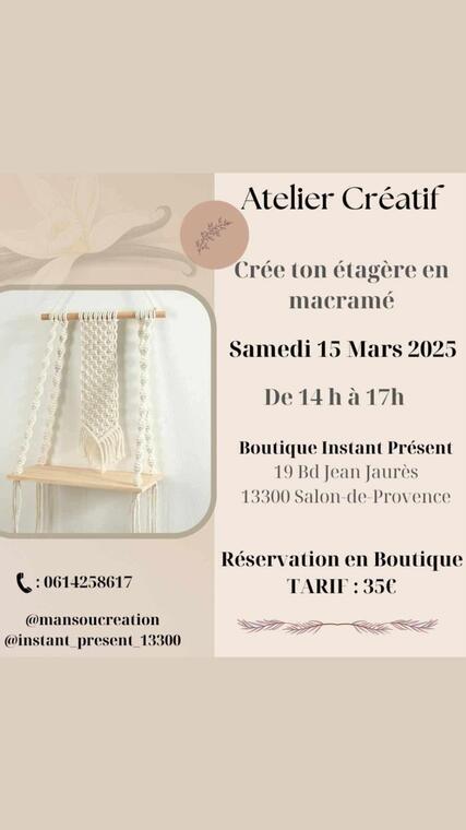 Atelier : Venez créer votre étagère en macramé_Salon-de-Provence