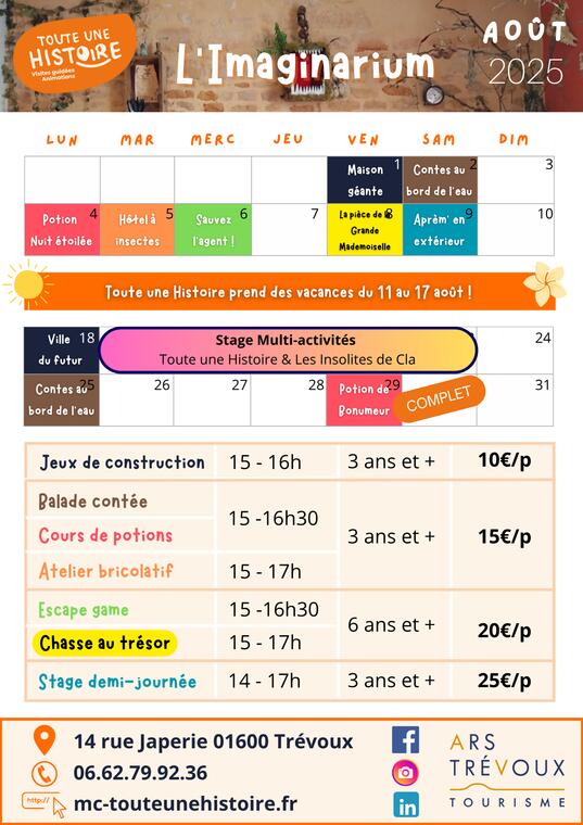 Animations l'Imaginarium au mois d'août_Trévoux