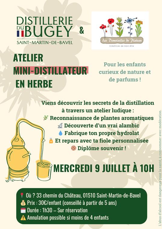 Atelier mini distillateur en herbe à Saint Martin de Bavel