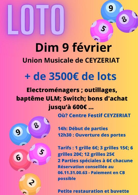 Loto de l'Union Musicale de Ceyzériat_Ceyzériat