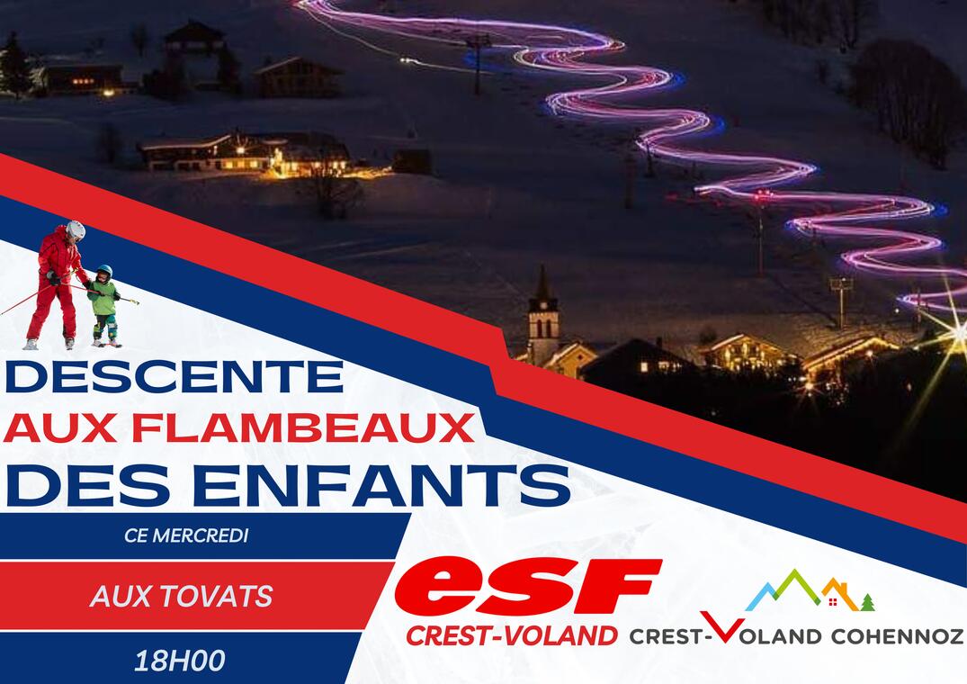 Descente aux flambeaux des enfants aux Tovats_Crest-Voland