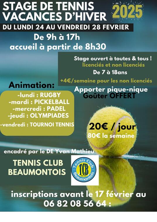 Stage de tennis : février 2025_Beaumont-de-Lomagne