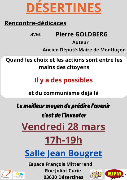 Rencontre-dédicace avec Pierre Goldberg_Désertines