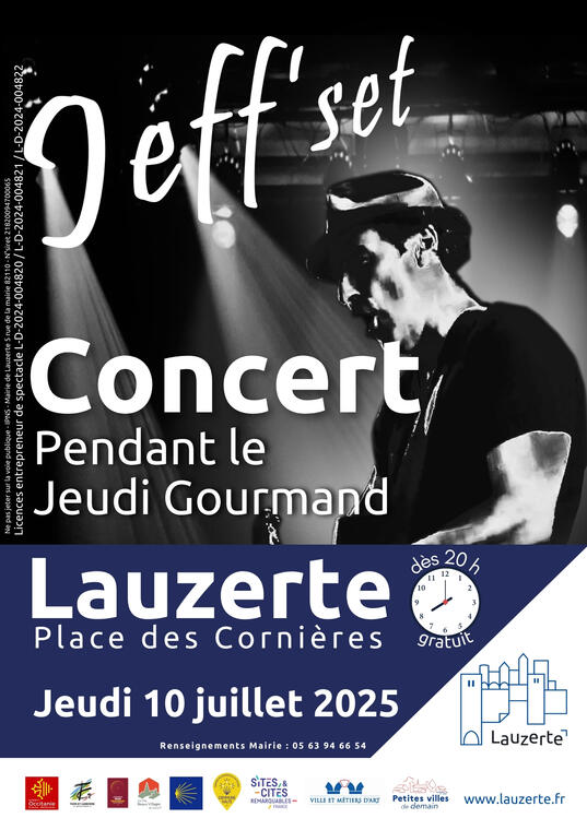 Affiche concert jeff Set Lauzerte 10 juillet