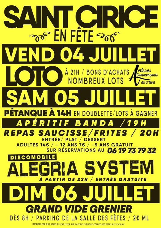 Saint-Cirice en Fête – Loto, repas, animations et vide-grenier_Saint-Cirice
