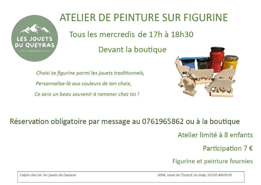 Atelier peinture sur des figurines en bois_Arvieux