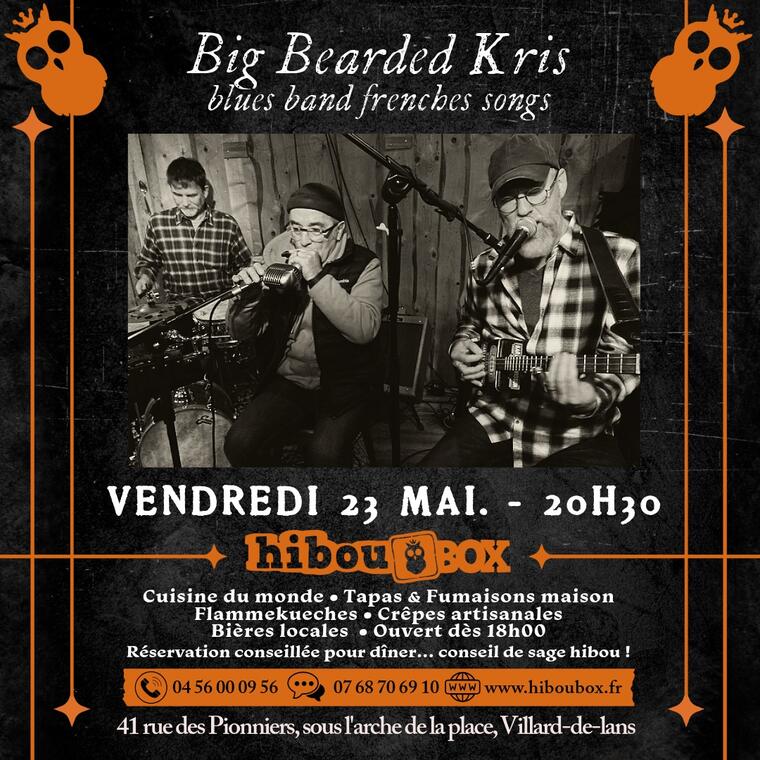 Concert Big Bearded Kris trio / Blues Band French Songs_Villard-de-Lans