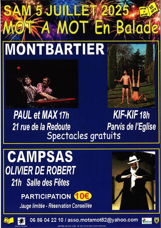 Spectacles gratuits : Paul et Max / kif-kif_Montbartier