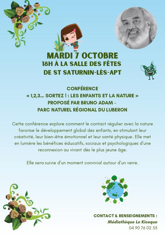 Conférence "1,2,3... Sortez ! : les enfants et la nature"