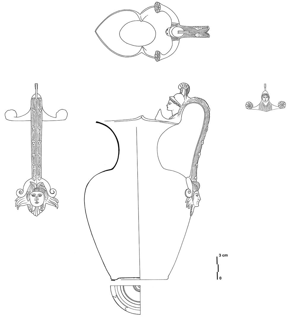 Catherine Michel, Oenochoé à embouchure trilobée (1er siècle), dessin à l'encre © musée Vivant Denon