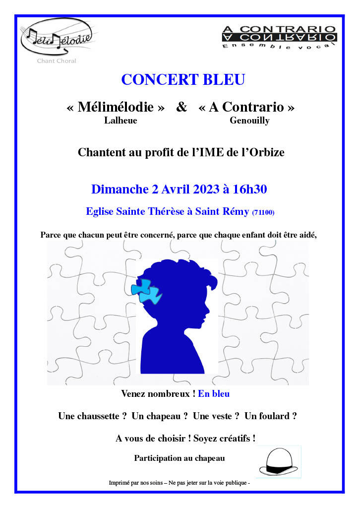 Affiche concert bleu Ste Thérèse Saint Rémy 2 avril 2023