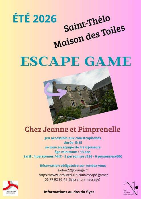 Escape game - Chez Jeanne et Pimprenelle - Saison 2026 - MDT- St Thélo