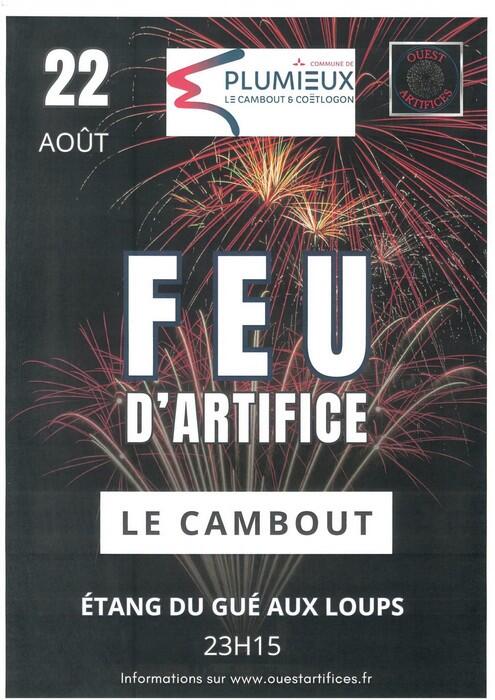 Feu d'artifice - 22 août 2026 - Le Cambout