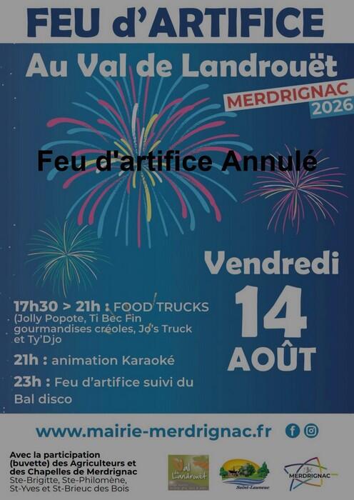 Feu d'artifice - ANNULE - 14 août 2026 - Merdrignac