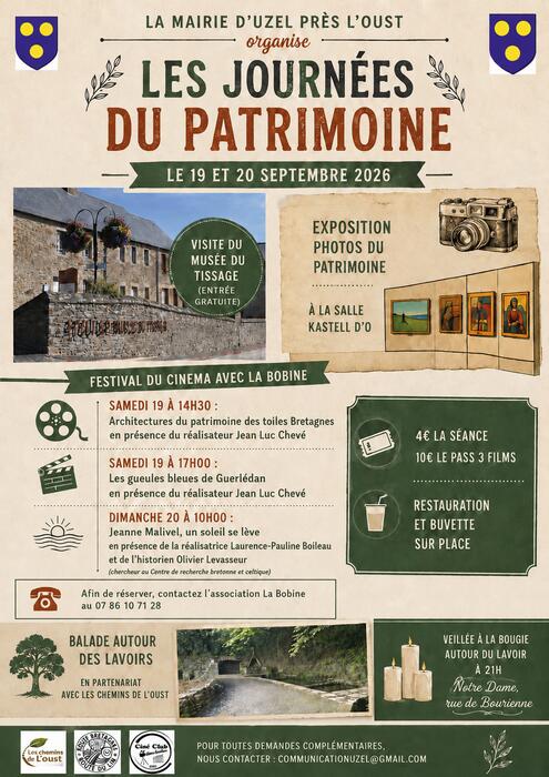 Journées du patrimoine - 19 & 20 septembre 2026 - Uzel